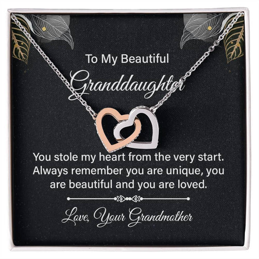 To My Granddughter - Interlocking Hearts Necklace