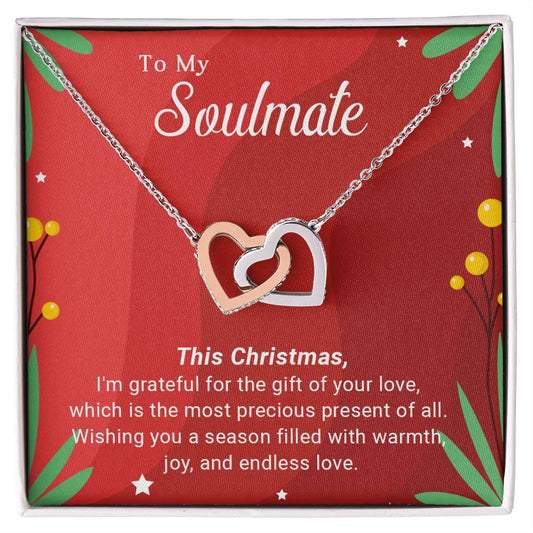 To My Soulmate - Christmas Gift - Interlocking Hearts Necklace