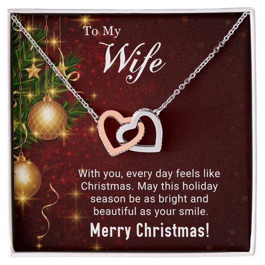 To My Wife - Christmas Gift for Wife - Interlocking Hearts Necklace