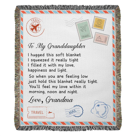 To My Granddaughter - Air Mail Blanket From Grandma - Heirloom Woven Blanket