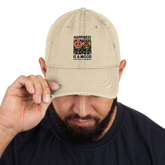 Happiness is a Mood Distressed Dad Hat